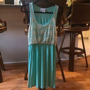 Teal cotton lace dress